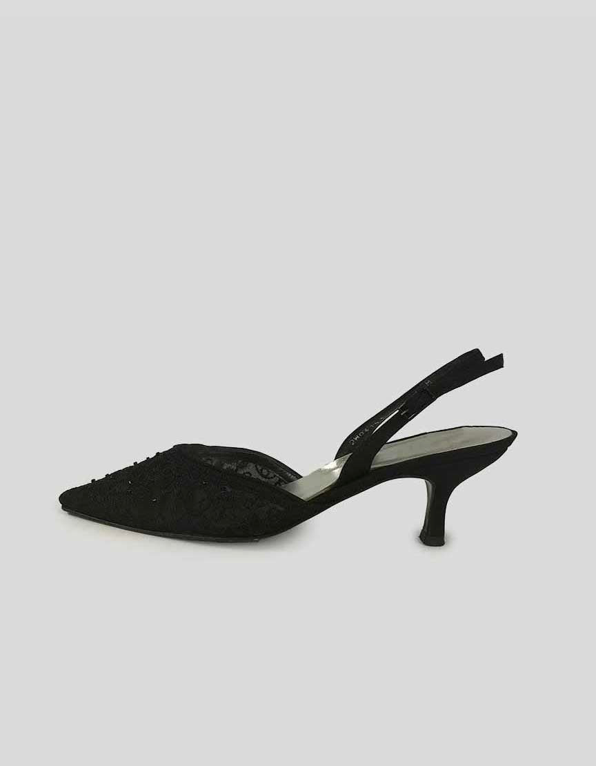 Stuart Weitzman Black Evening Jeweled Slingbacks-  8.5M US