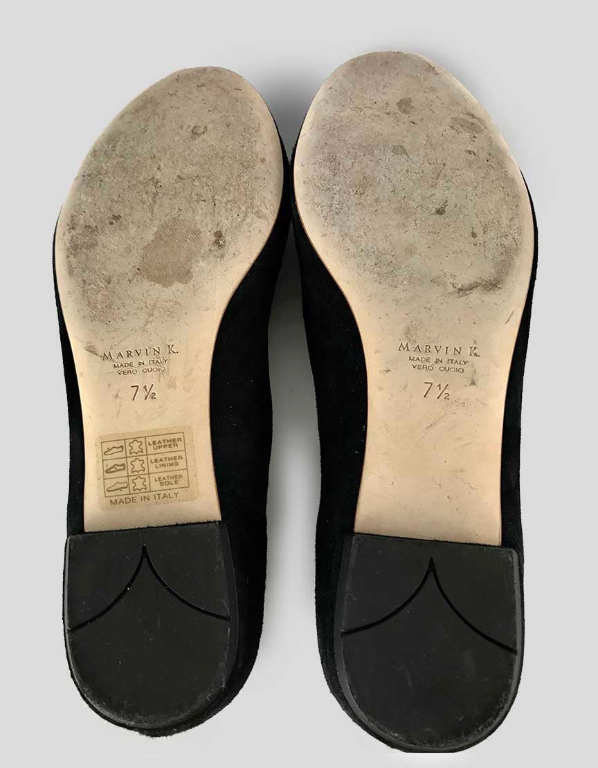 Marvin K Aquatalia Black Suede Flat Slipper With Silver Studded