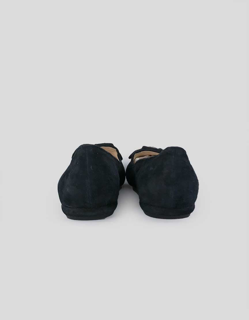 Marvin K Aquatalia Black Suede Flat Slipper With Silver Studded