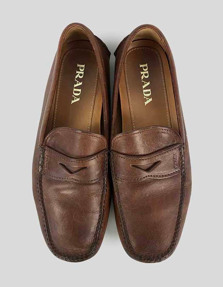 Prada men's 2024 loafers brown