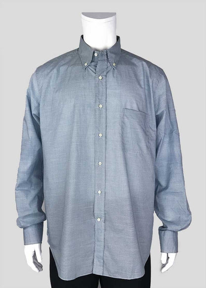 Loro Piana Light Blue And White Micro Checked Button Down Shirt X Large