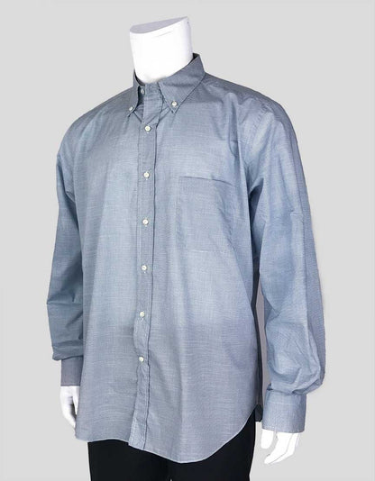 Loro Piana Light Blue And White Micro Checked Button Down Shirt X Large