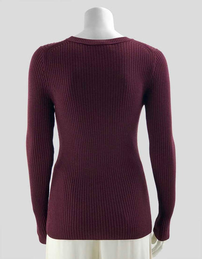 St John Burgundy Crewneck Wool Sweater Size Small