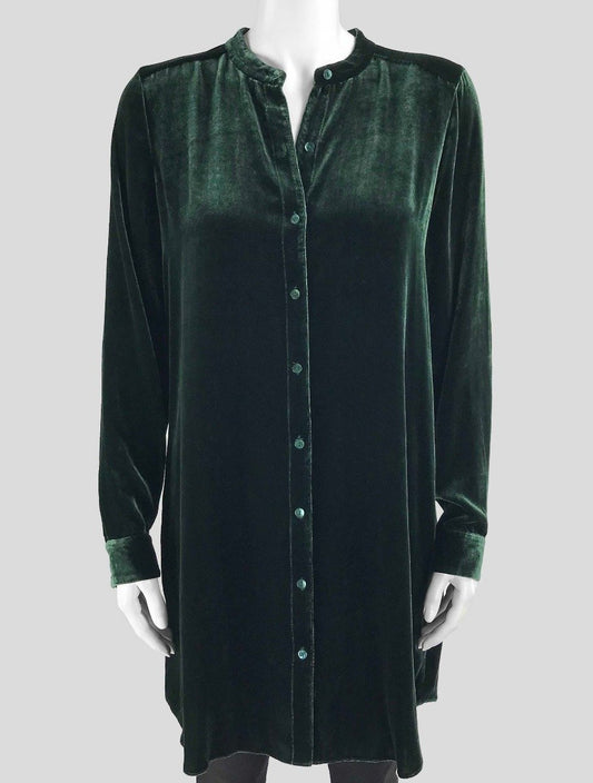 EILEEN FISHER Green Velvet Tunic - Small | Petite