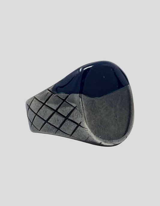 Bottega Veneta Oxidized Silver Signet Ring