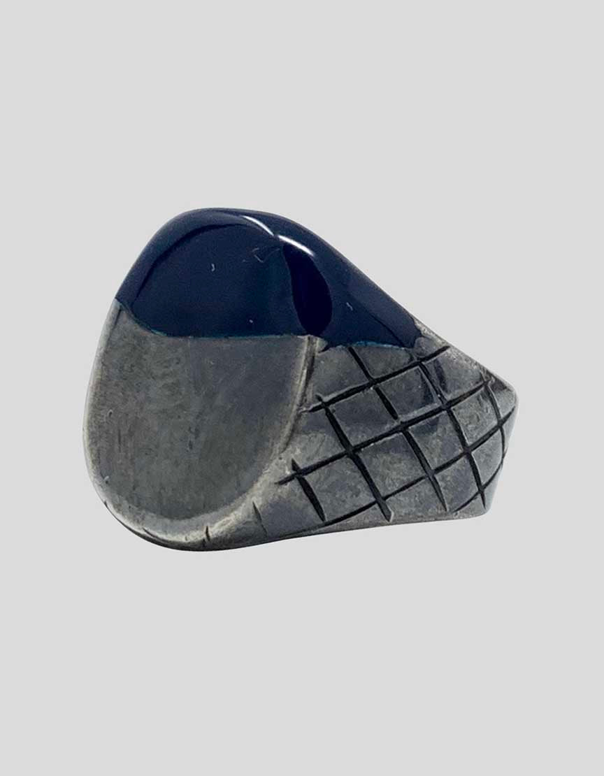 Bottega Veneta Oxidized Silver Signet Ring