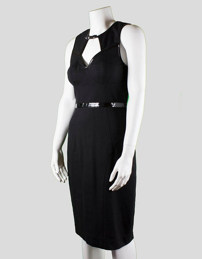 Tracy Reese Sculpted Black Shift Dress Sleeveless V-Neck And To The Knee Size 6