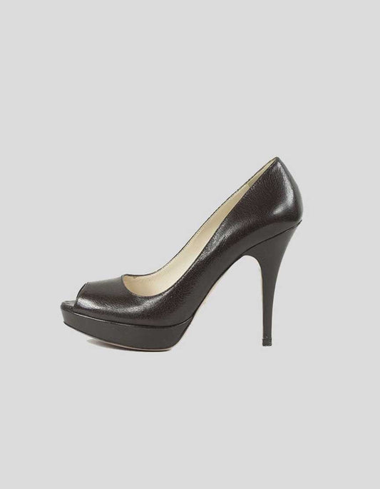 PRADA Peep Toe Platform Pumps - 37.5 IT | 7.5 US