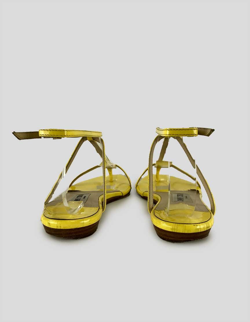 Jimmy Choo Fiona Yellow Sandals In Patent Leather Size 38 It