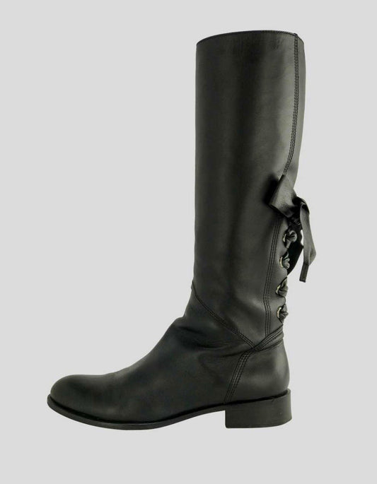 VALENTINO RED Knee High Black Boots - 39.5 IT | 9.5 US