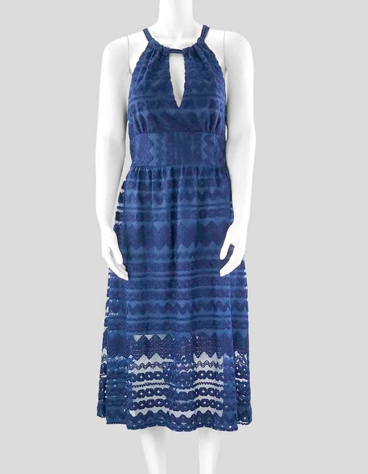 Trina Turk Blue Sleeveless Halter Dress - 8 US