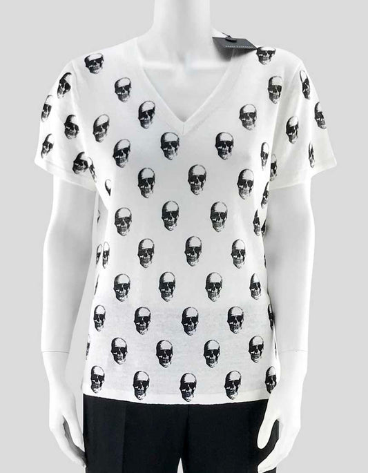 Skull Cashmere Women's White V-Neck - Large