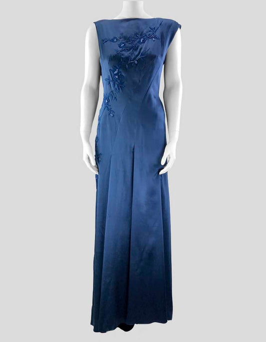 Alberta Ferretti Women's Blue Silk Cap Sleeve Evening Dress - 10 US