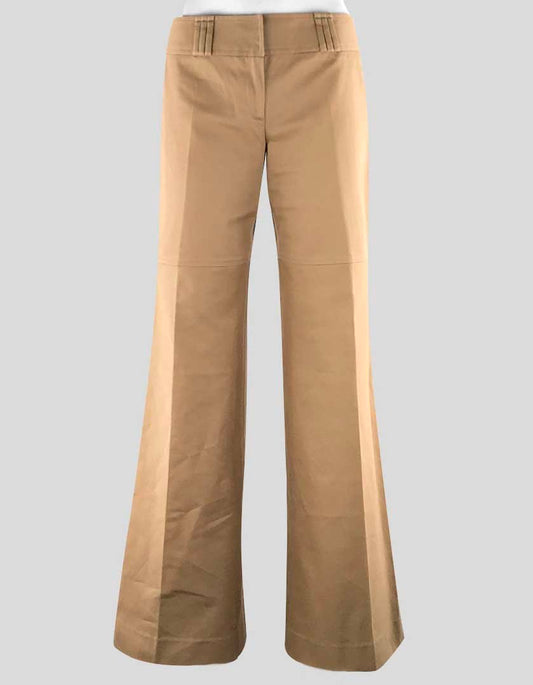 Dolce & Gabbana Women's Tan Mid Rise Wide Legged Stretch Cotton Pants - 42 IT | 6 US