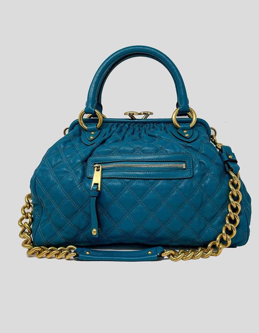 Marc Jacobs Blue Quilted Leather Stam Satchel