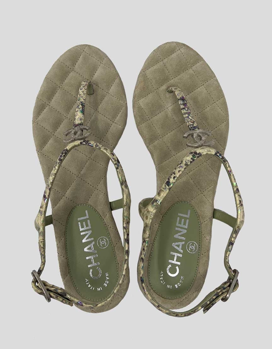 CHANEL T-Strap Sandals With CC Logo - 36.5 C IT – LuxAnthropy