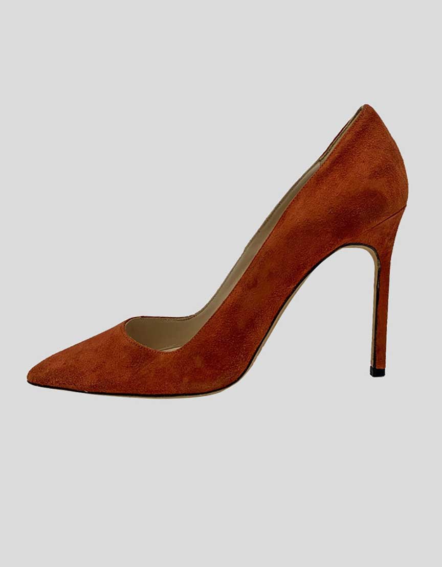 Manolo Blahnik Red Suede Bb Heels 36.5 It 6.5 US