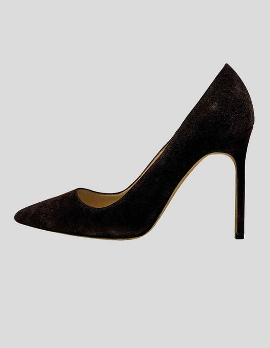 Manolo Blahnik Bb Brown Suede Pumps 36.5 It 6.5 It