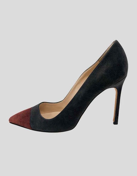 Manolo Blahnik Bb Black And Red Suede Pumps 36.5 It