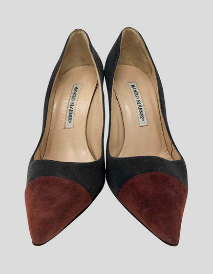 Manolo Blahnik Bb Black And Red Suede Pumps 36.5 It