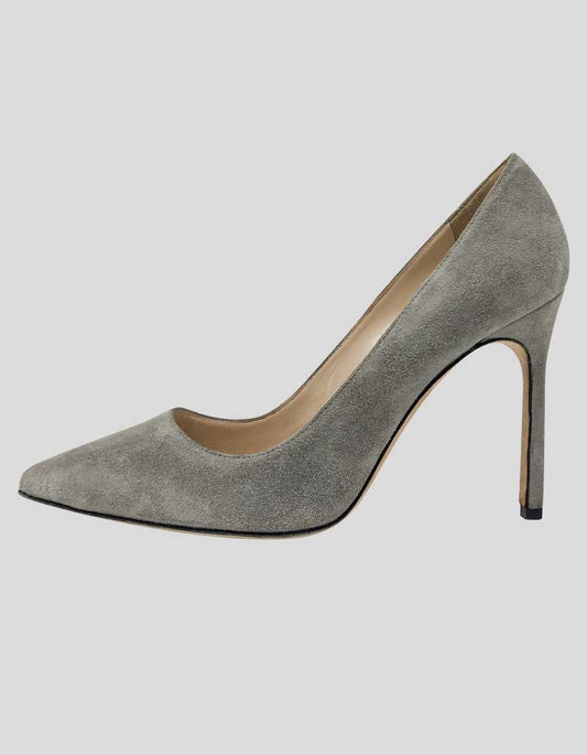 Manolo Blahnik Grey Suede Bb Pumps Women 36.5 It 6.5 US