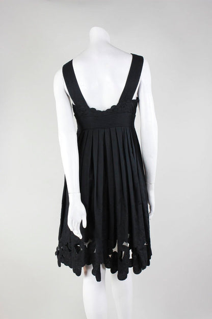 Catherine Malandrino Black Cotton Eyelet Sleeveless Dress