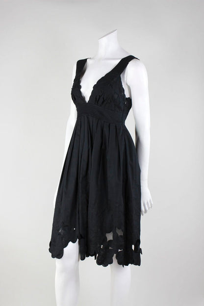 Catherine Malandrino Black Cotton Eyelet Sleeveless Dress