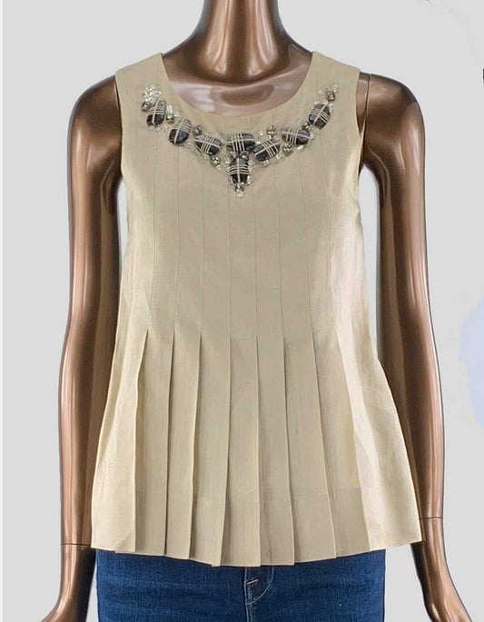 Robert Rodriguez Tan Linen Top Size Small