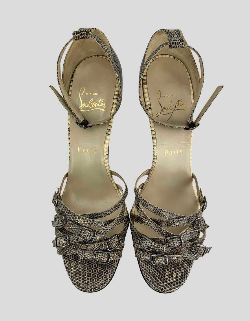 Christian Louboutin Python Open Toe Sandal Size 39 It – LuxAnthropy