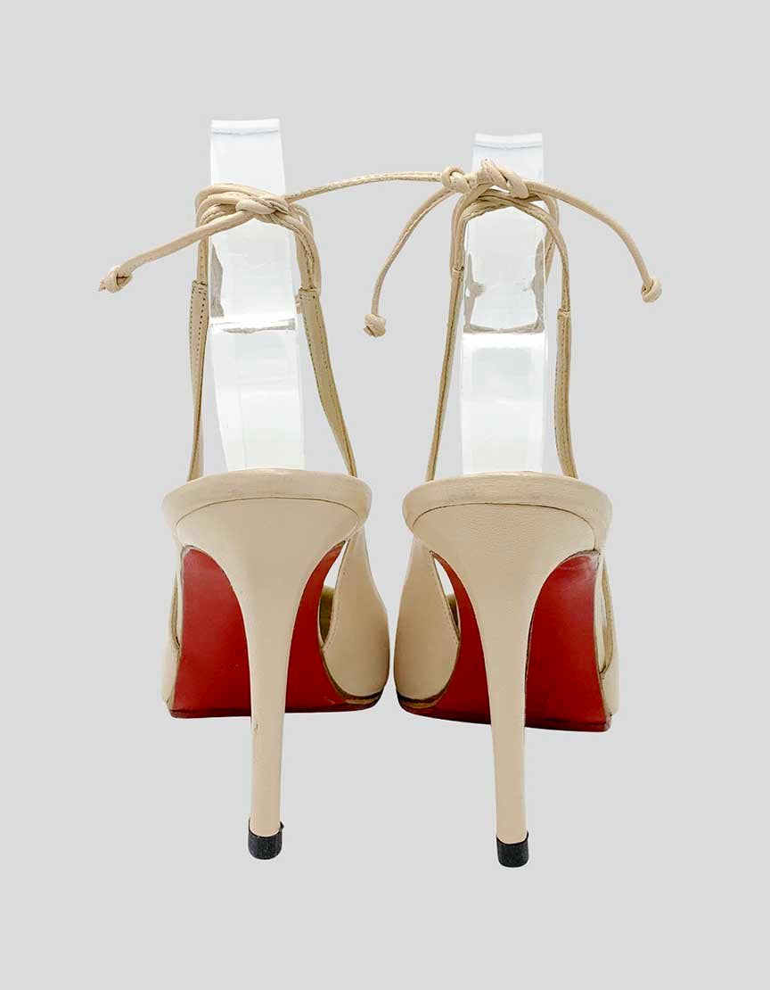 Christian Louboutin Cream Heels With Ankle Straps 38.5 It LuxAnthropy