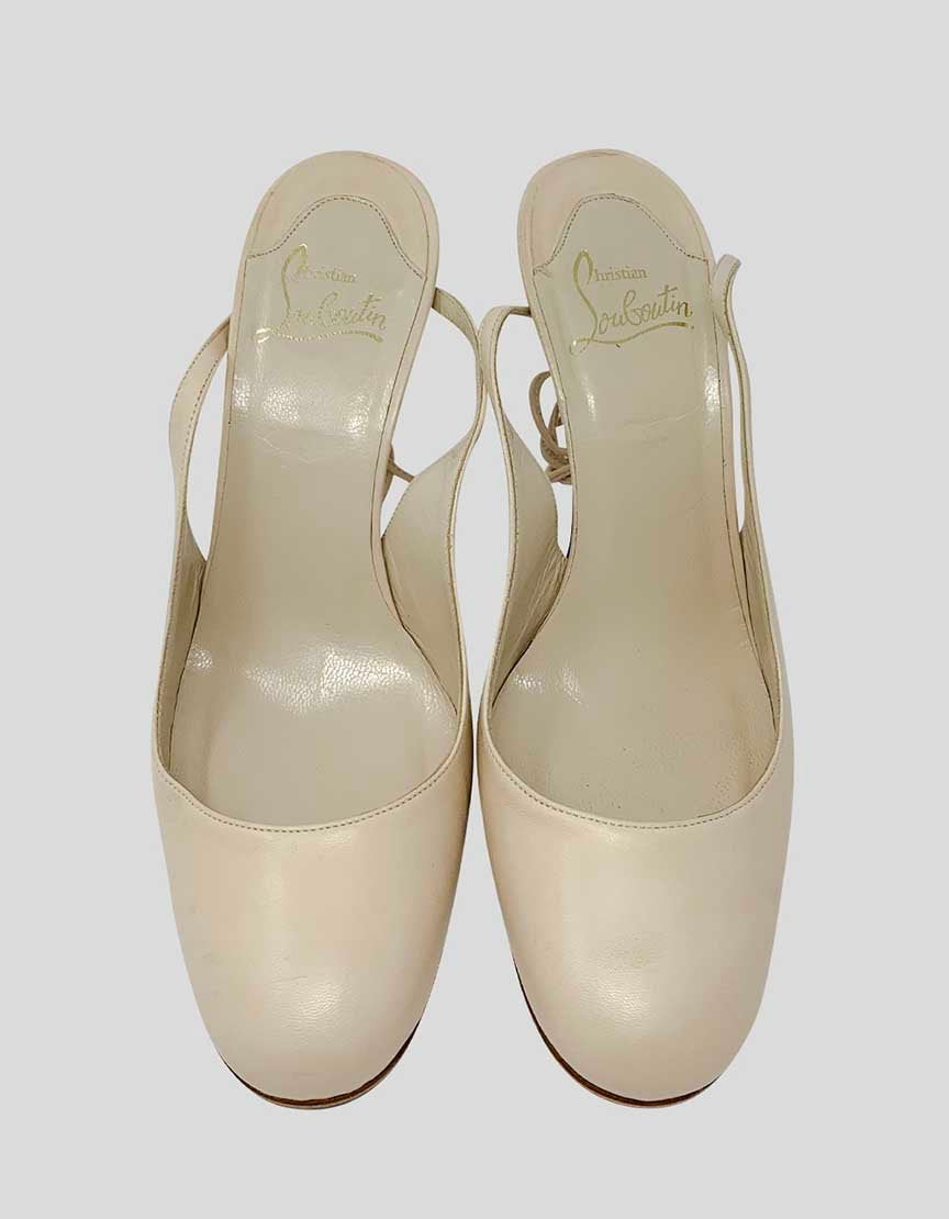 Christian Louboutin Cream Heels With Ankle Straps 38.5 It