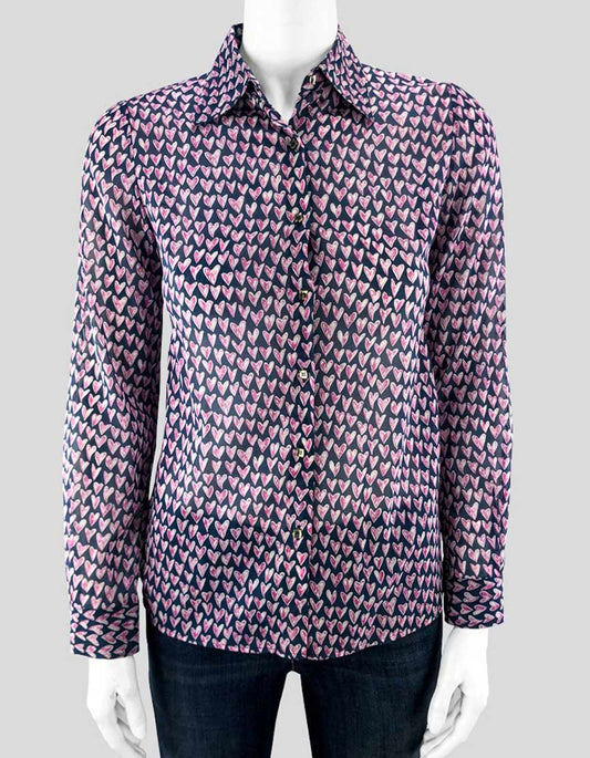 Barneys New York Heart Print Blouse Women 36 It 0 US