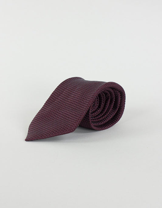 Canali Burgundy Tie With Blue Dot Design