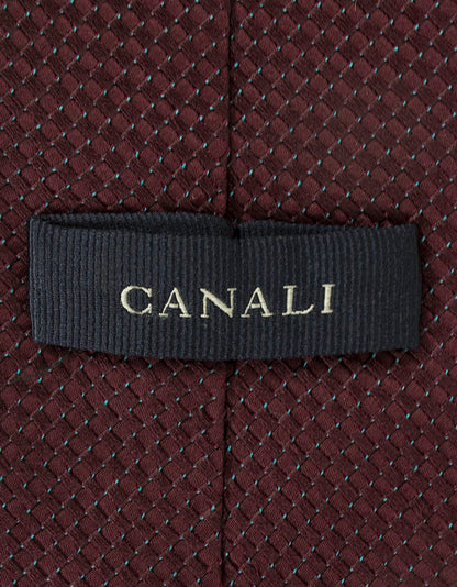 Canali Burgundy Tie With Blue Dot Design