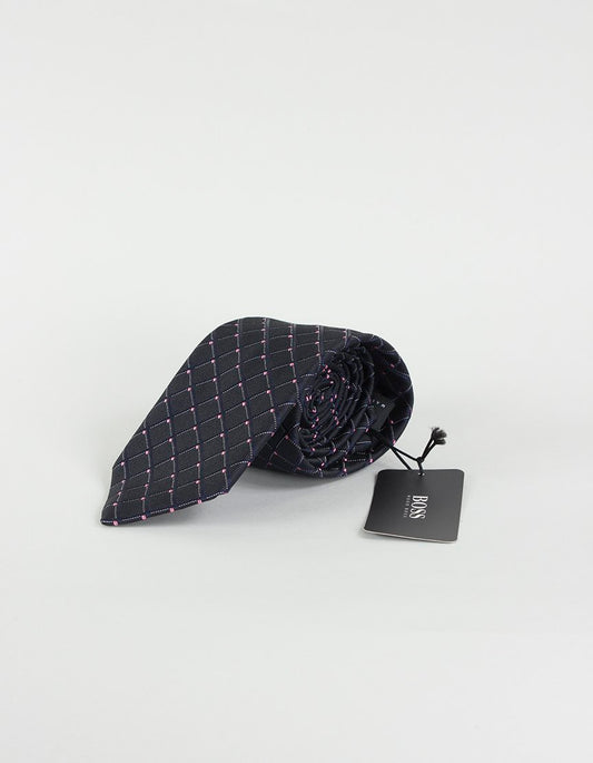 Boss Hugo Boss Black With White And Pink Diamond Foulard Tie