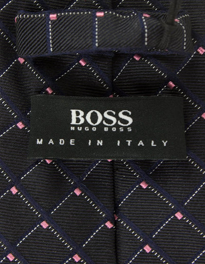 Boss Hugo Boss Black With White And Pink Diamond Foulard Tie