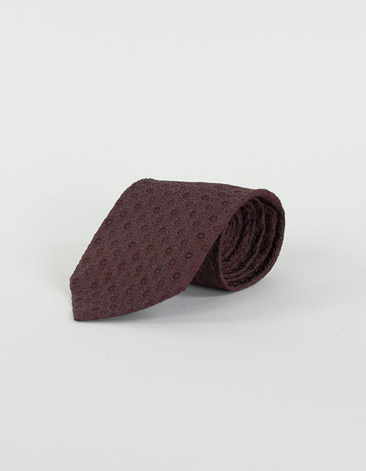 Boss Hugo Boss Burgundy Geometric Textured Circle Design Tie