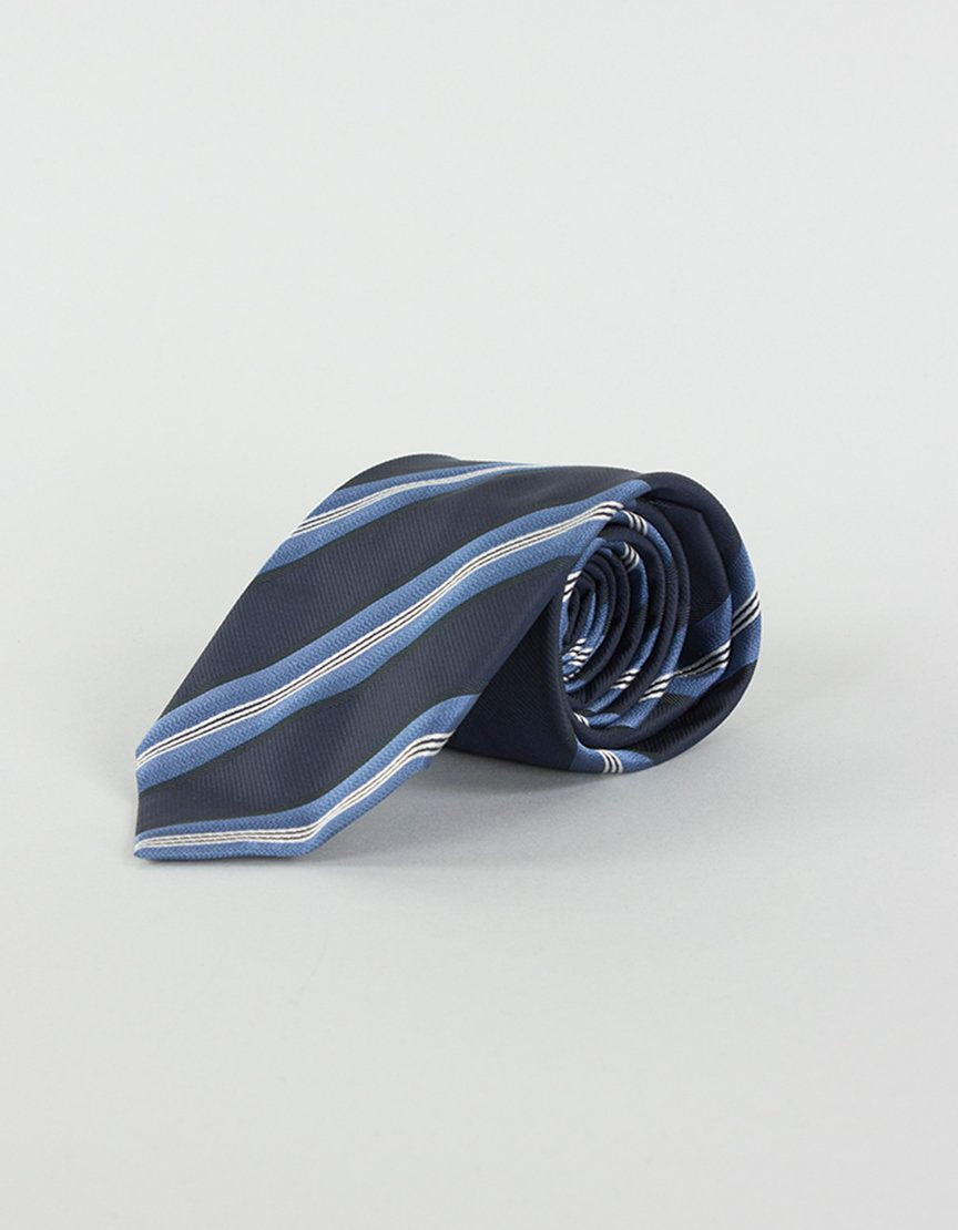 Boss Hugo Boss Navy Blue Tie With Black And White Stripes