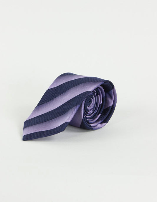 Boss Hugo Boss Lilac And Navy Blue Striped Tie