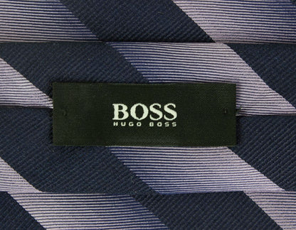 Boss Hugo Boss Lilac And Navy Blue Striped Tie