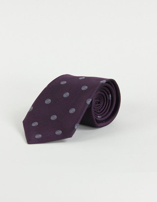 John Varvatos USA Purple Tie With And White Circle Design