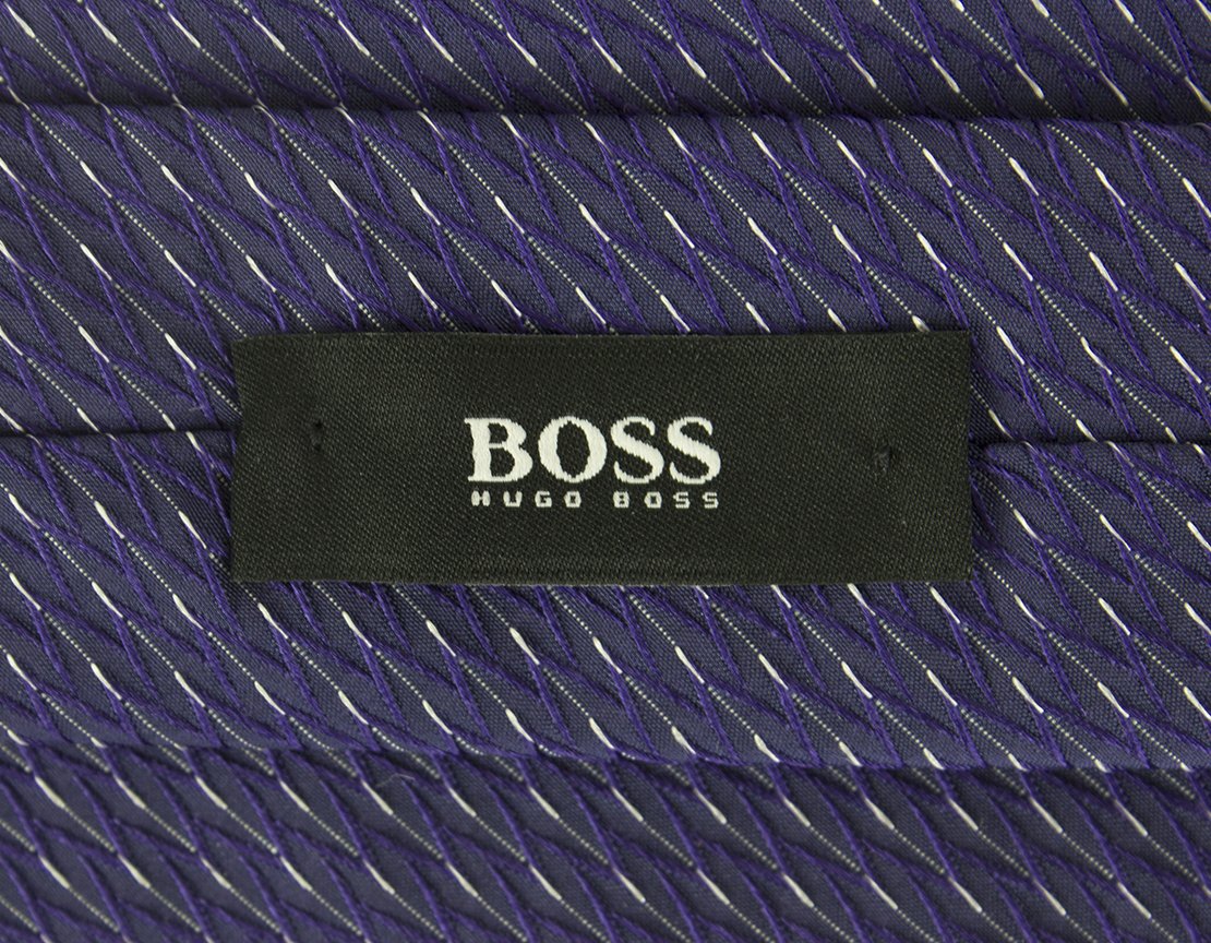 Boss Hugo Boss Purple Tie With White Fleck Foulard Pattern