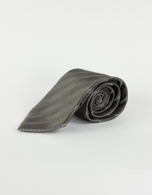 Boss Hugo Boss Brown Tie With Cream Stripe Design