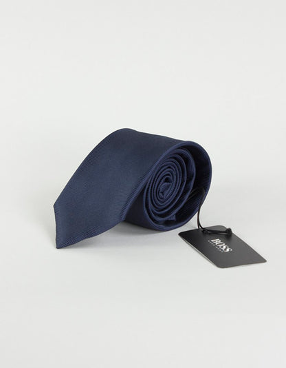 Boss Hugo Boss Navy Blue On Blue Waffle Design Tie