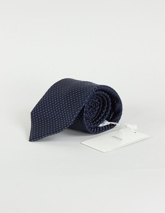 Armani Collezioni Blue Tie With Blue And White Dot Design