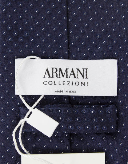 Armani Collezioni Blue Tie With Blue And White Dot Design