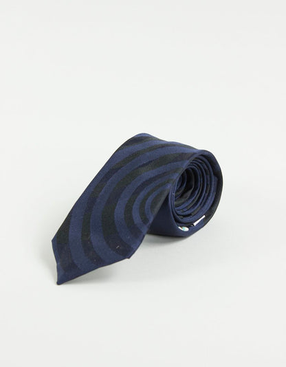 Paul Smith Skinny Tie Solid Navy Combined With A Navy Blue And Black Swirl Design