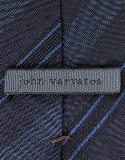 John Varvatos Blue Tie With Blue And Black Stripes