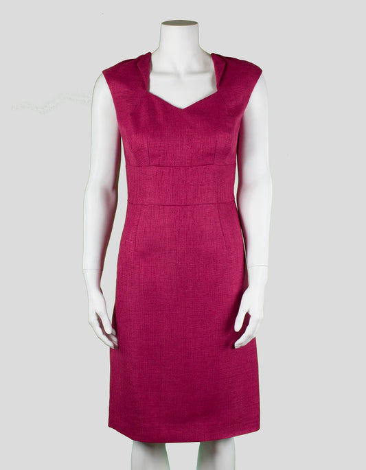 Tahari Sleeveless V-Neck With Lapel Paneled Waist To The Knee Shift Dress With Back Slit Size 6