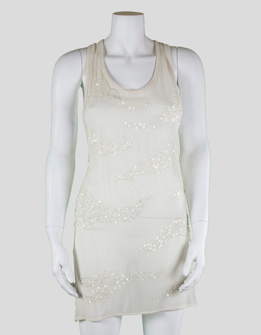 All Saints Alexander Tank Dress With Knotted Racer Back Hand Embellished Sequins Transparent Silk Georgette X-Small